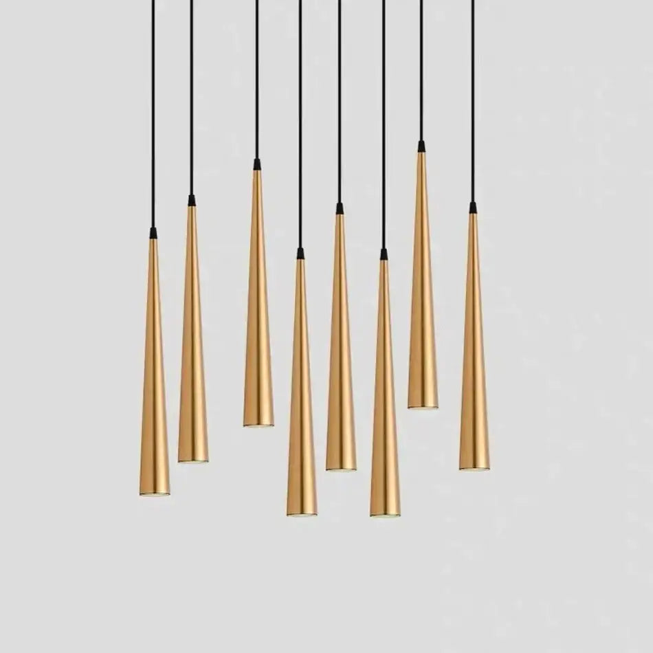 Modern gold led tube pendant lights kitchen and dining room