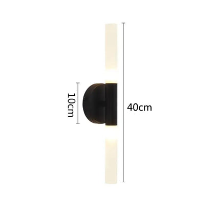 Modern gold led tube wall light bedroom sconce with frosted glass