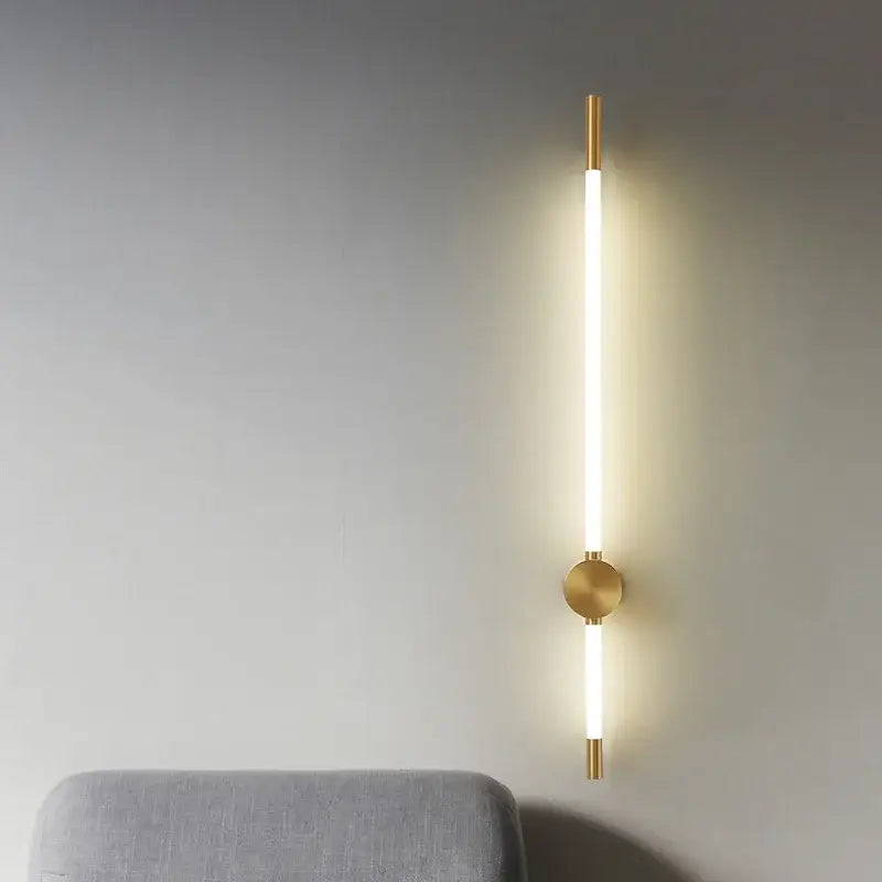 Modern black & gold led tube wall lights bedroom sconce