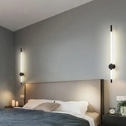 Modern black & gold led tube wall lights bedroom sconce