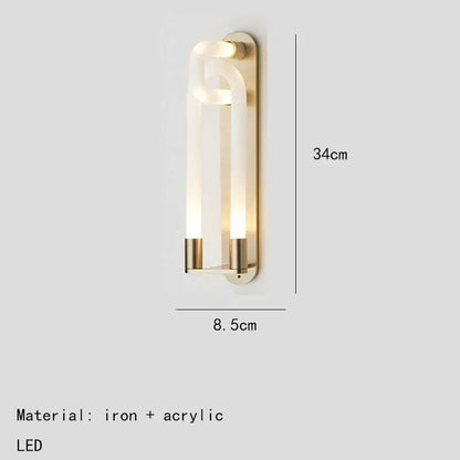 Modern gold led tube wall sconce bedroom minimalist light fixture