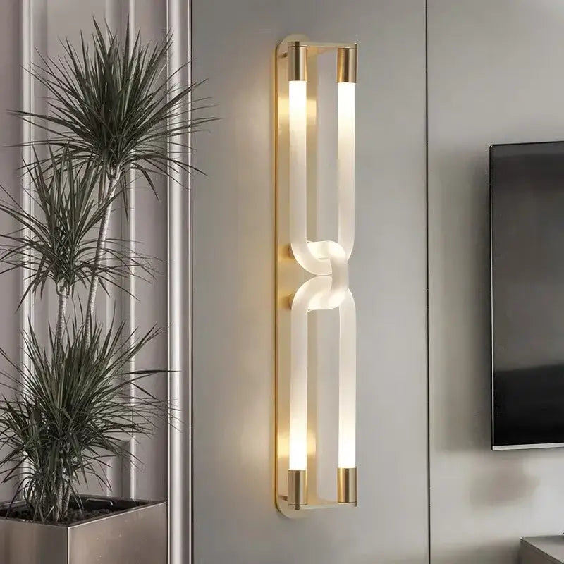Modern gold led tube wall sconce bedroom minimalist light fixture