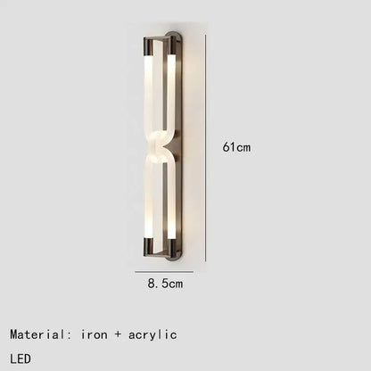 Modern gold led tube wall sconce bedroom minimalist light fixture