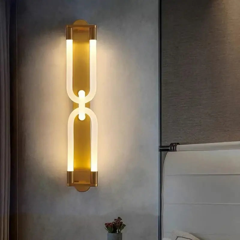 Modern gold led tube wall sconce bedroom minimalist light fixture