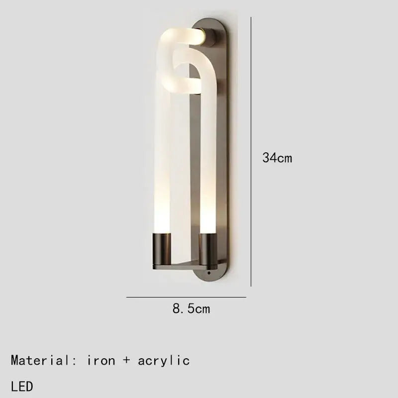 Modern gold led tube wall sconce bedroom minimalist light fixture