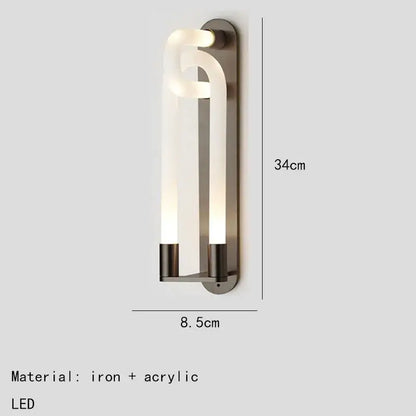 Modern gold led tube wall sconce bedroom minimalist light fixture