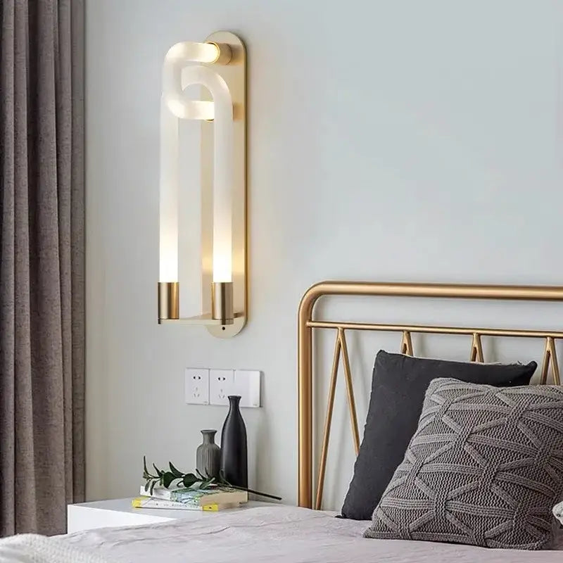 Modern gold led tube wall sconce bedroom minimalist light fixture