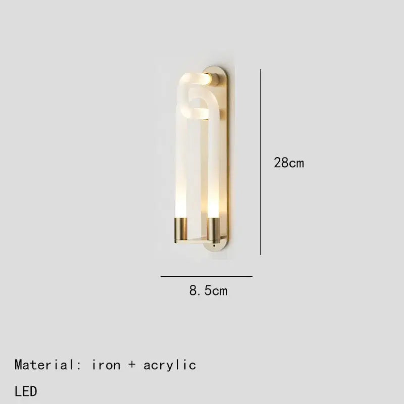 Modern gold led tube wall sconce bedroom minimalist light fixture