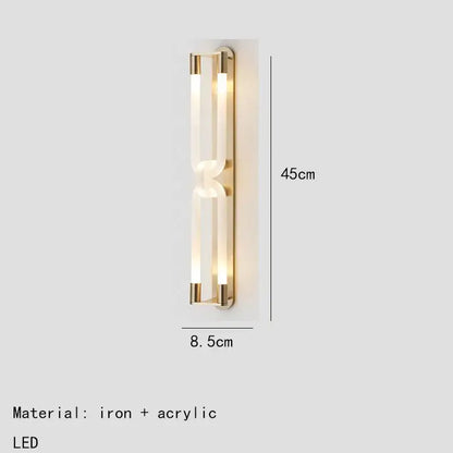 Modern gold led tube wall sconce bedroom minimalist light fixture