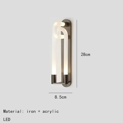 Modern gold led tube wall sconce bedroom minimalist light fixture