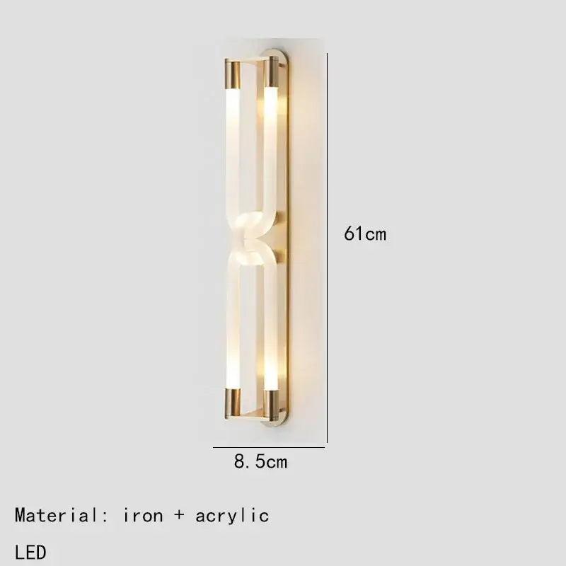Modern gold led tube wall sconce bedroom minimalist light fixture