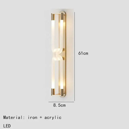 Modern gold led tube wall sconce bedroom minimalist light fixture