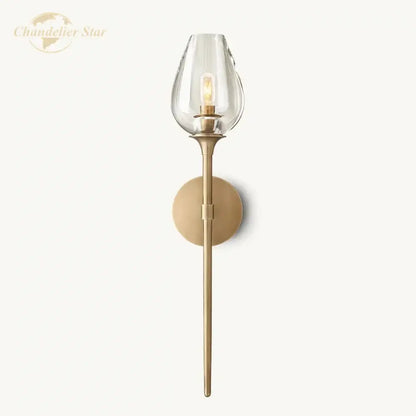Modern brushed nickel led tulip glass wall sconce bedroom light