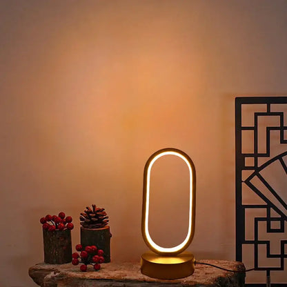 Modern gold oval led bedside decorative lamp for bedroom
