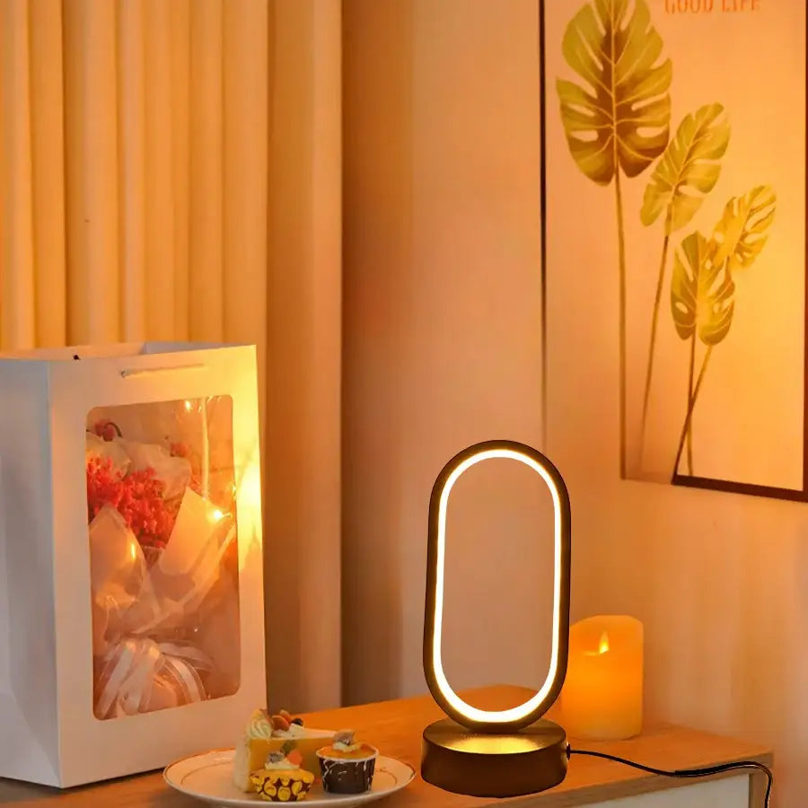 Modern gold oval led bedside decorative lamp for bedroom