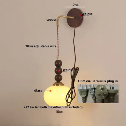 led wall orange glass pendant light bedroom brass accent