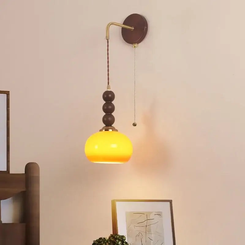 led wall orange glass pendant light bedroom brass accent