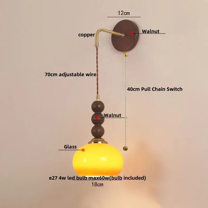 led wall orange glass pendant light bedroom brass accent