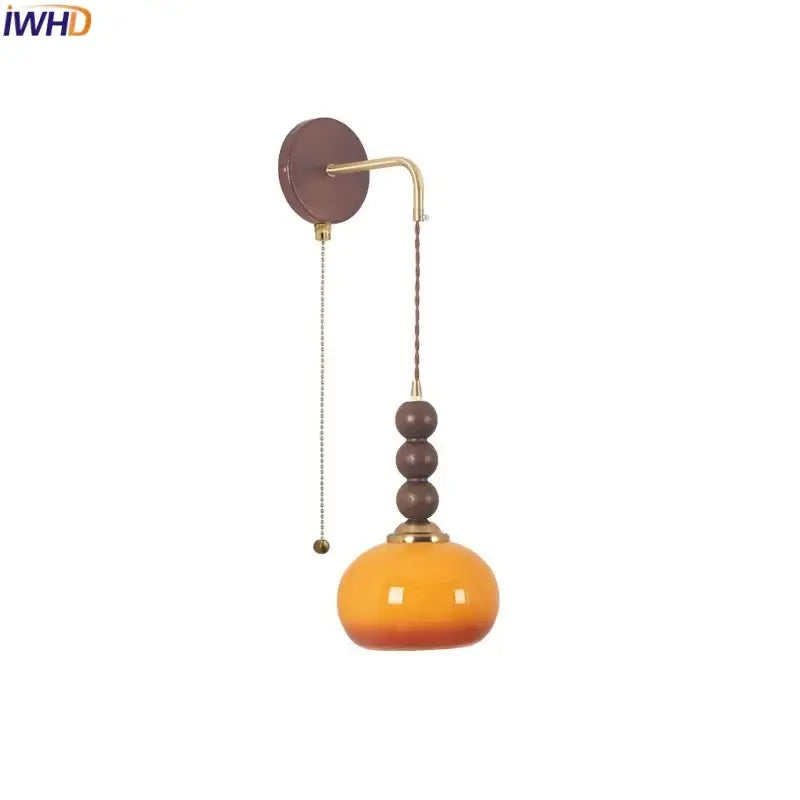 led wall orange glass pendant light bedroom brass accent