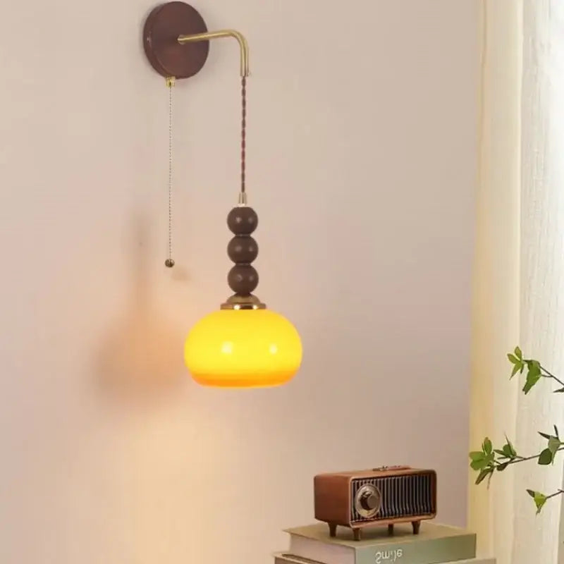led wall orange glass pendant light bedroom brass accent