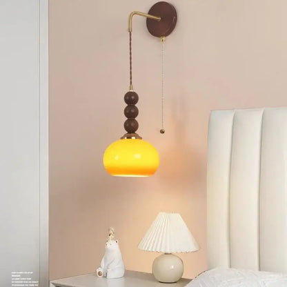 led wall orange glass pendant light bedroom brass accent