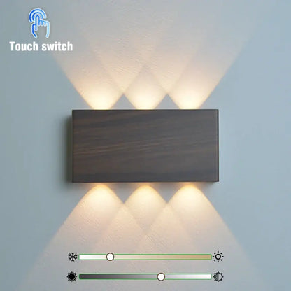 Minimalist wood led wall sconce bedroom dual beam light
