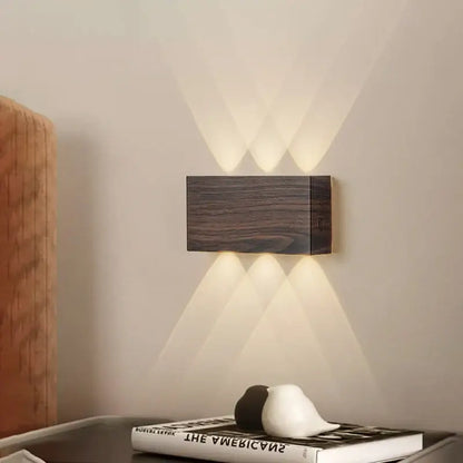 Minimalist wood led wall sconce bedroom dual beam light