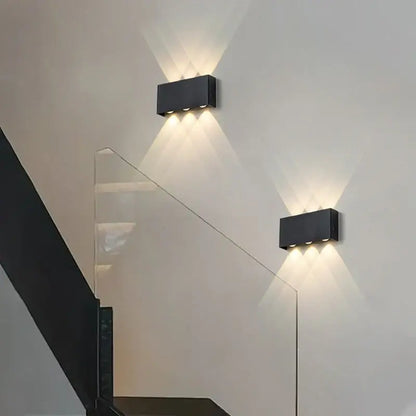 Minimalist wood led wall sconce bedroom dual beam light