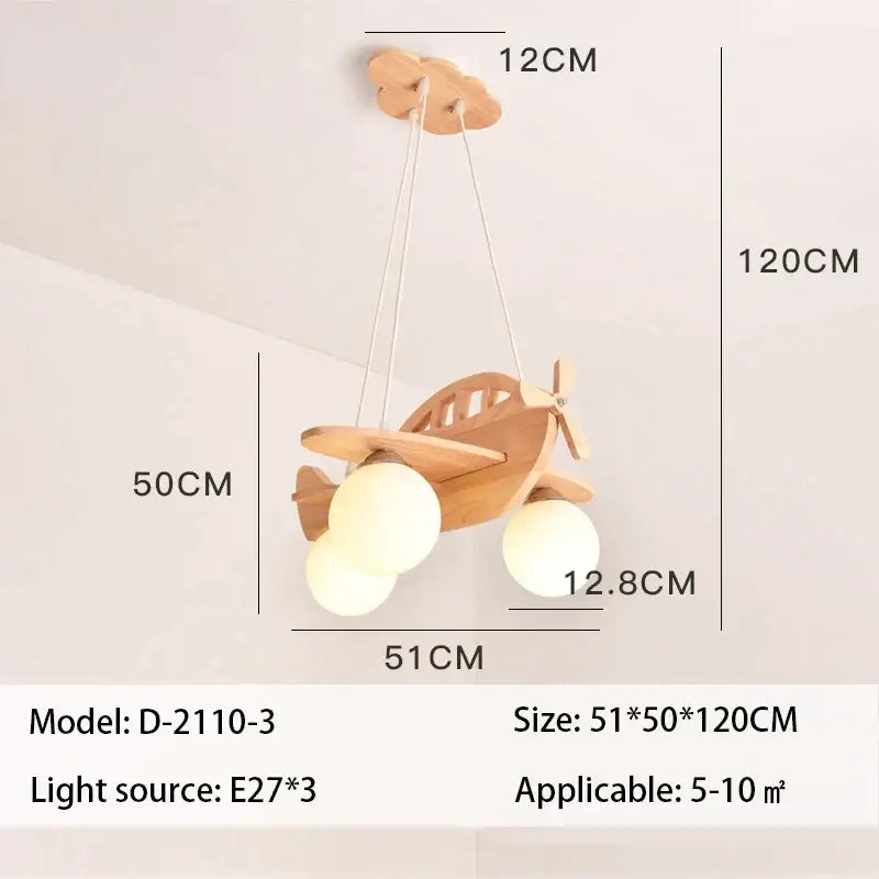 led wooden aircraft kids chandelier bedroom pendant light