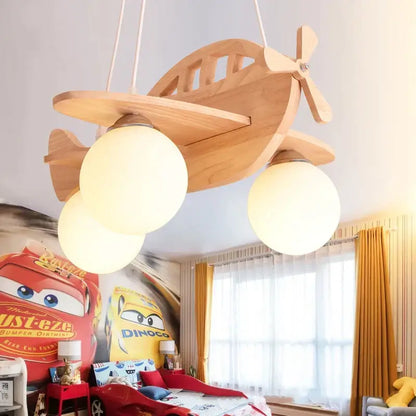 led wooden aircraft kids chandelier bedroom pendant light