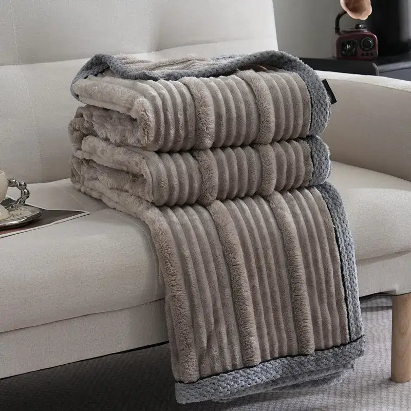 light luxury cream ribbed sofa blanket bedroom throw