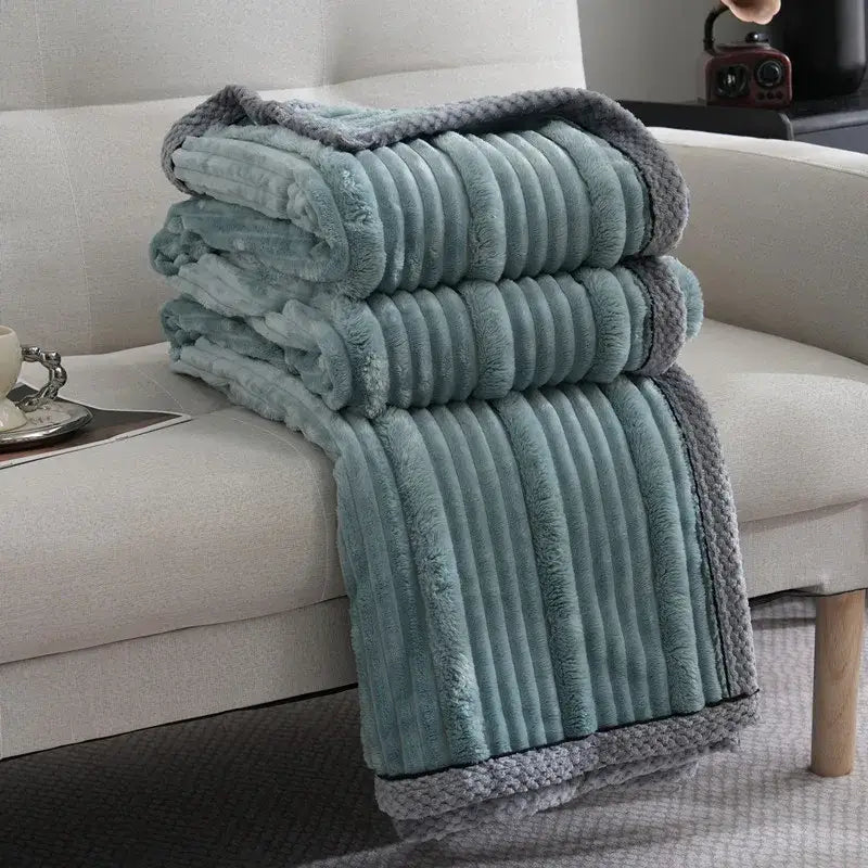 light luxury cream ribbed sofa blanket bedroom throw