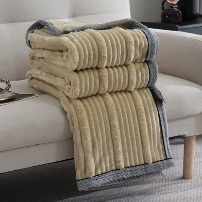 light luxury cream ribbed sofa blanket bedroom throw