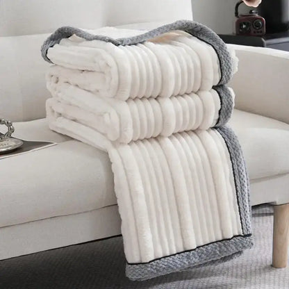 light luxury cream ribbed sofa blanket bedroom throw