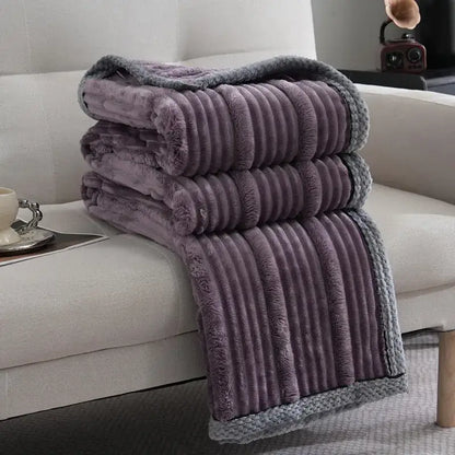 light luxury cream ribbed sofa blanket bedroom throw
