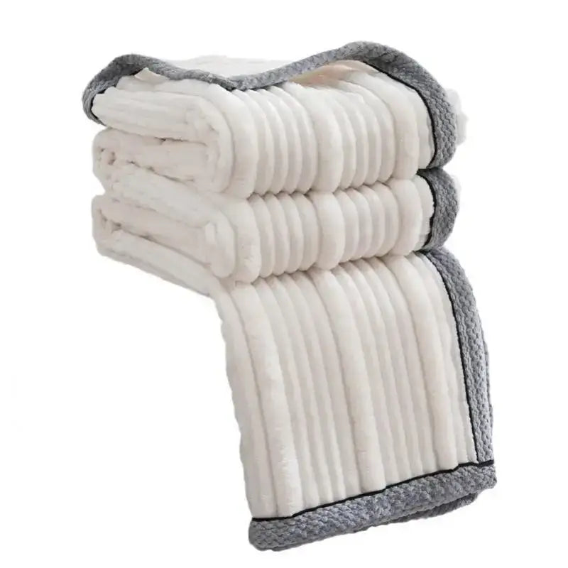 light luxury cream ribbed sofa blanket bedroom throw