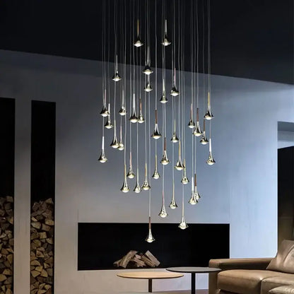 light luxury meteor chrome & wood chandelier living room