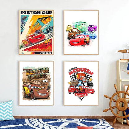 DecorBites™ Lightning McQueen Cartoon Car Art Prints