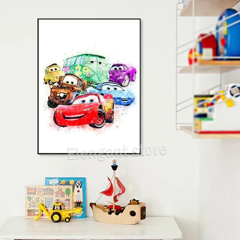 DecorBites™ Lightning McQueen Cartoon Car Art Prints