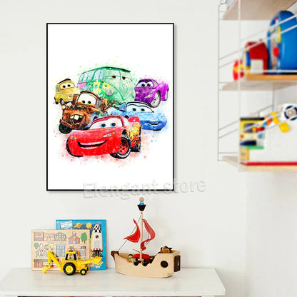 DecorBites™ Lightning McQueen Cartoon Car Art Prints