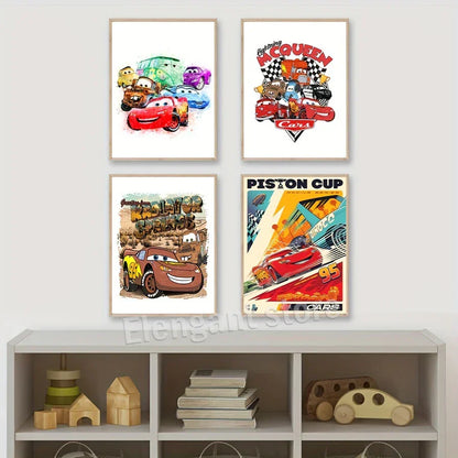 DecorBites™ Lightning McQueen Cartoon Car Art Prints