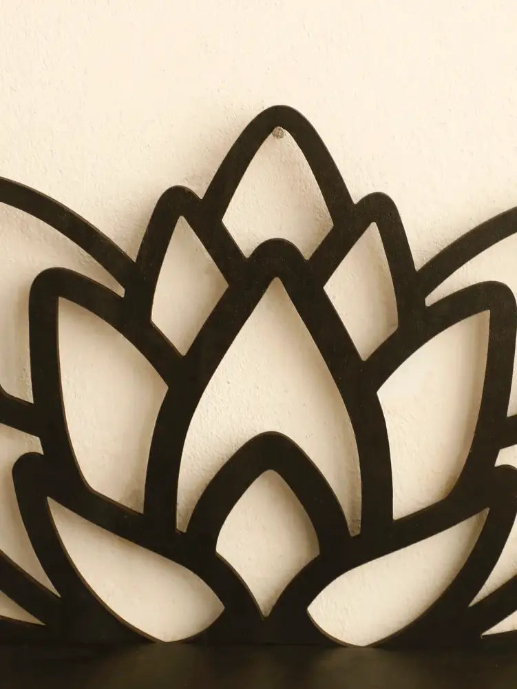 Modern black metal lotus floating wall shelf living room decor