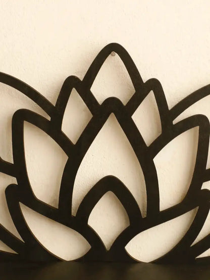 Modern black metal lotus floating wall shelf living room decor
