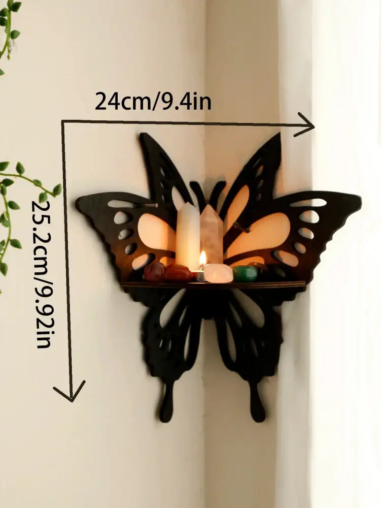 Modern black metal lotus floating wall shelf living room decor
