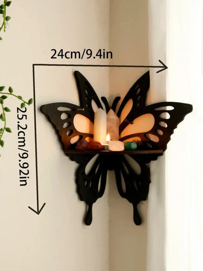 Modern black metal lotus floating wall shelf living room decor