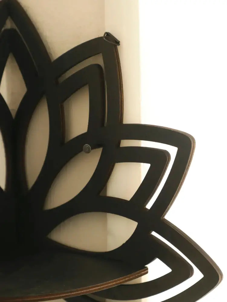 Modern black metal lotus floating wall shelf living room decor