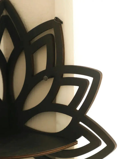 Modern black metal lotus floating wall shelf living room decor