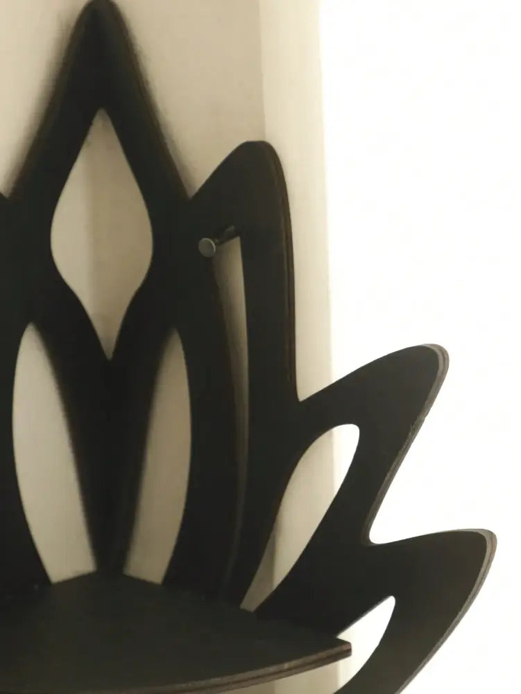 Modern black metal lotus floating wall shelf living room decor