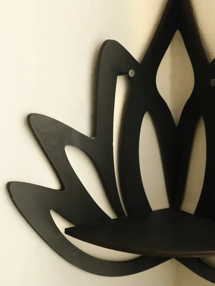 Modern black metal lotus floating wall shelf living room decor