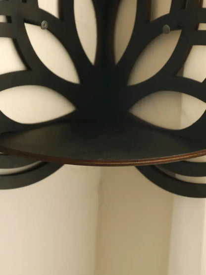 Modern black metal lotus floating wall shelf living room decor